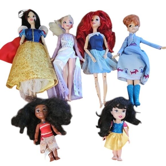 6 Disney Princess Doll Collection dressed Barbie Size - Picture 3 of 14
